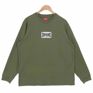 EUC Men’s Size Medium Supreme Box Logo Woven Long-sleeve T-shirt In Olive/White
